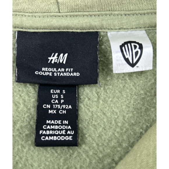 H&M Tom & Jerry Graphic Embroidered Green Hoodie Mens Size Small - Picture 7 of 11